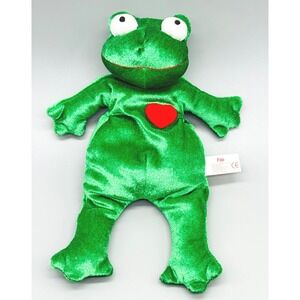 Russ Berrie Wishlings Flip Frog Plush Green Red Heart Bean Bag Stuffed Animal